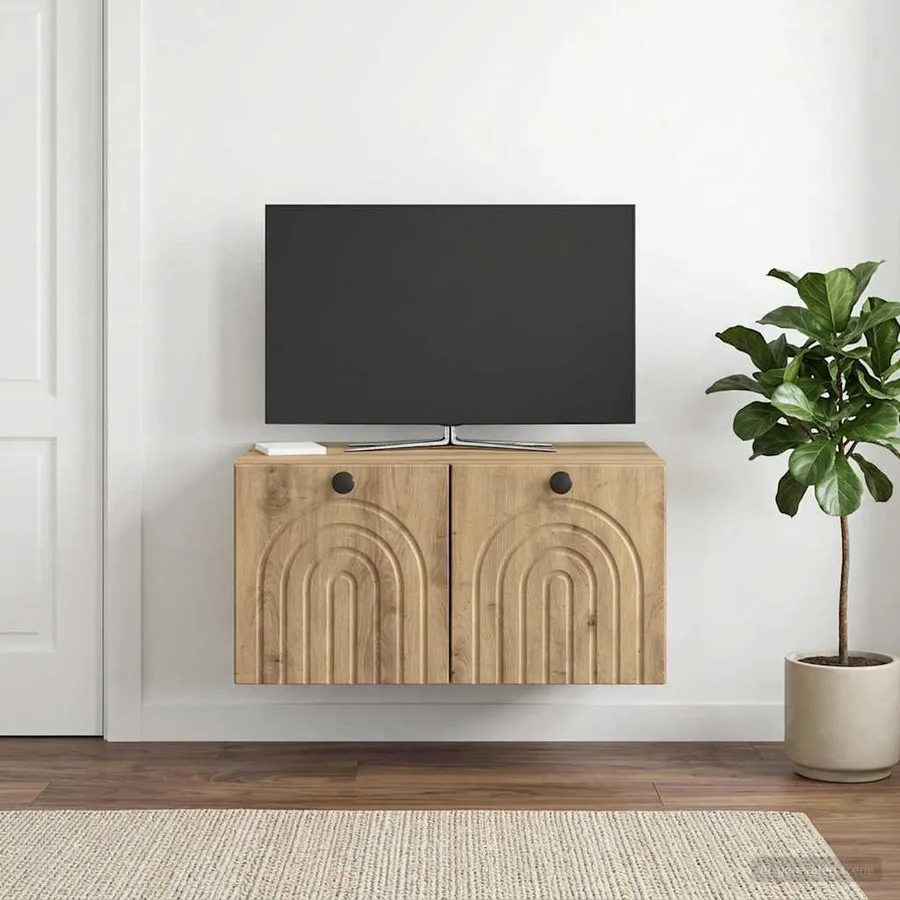 Meuble TV mural 59,5 x 41 x 30 cm Chêne artisanal - 4