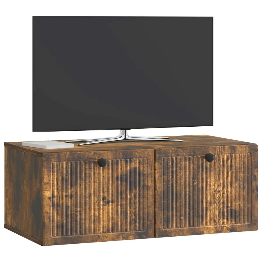 Meuble TV mural Chêne fumé 78,5 x 41 x 30 cm Bois d'ingénierie - 3