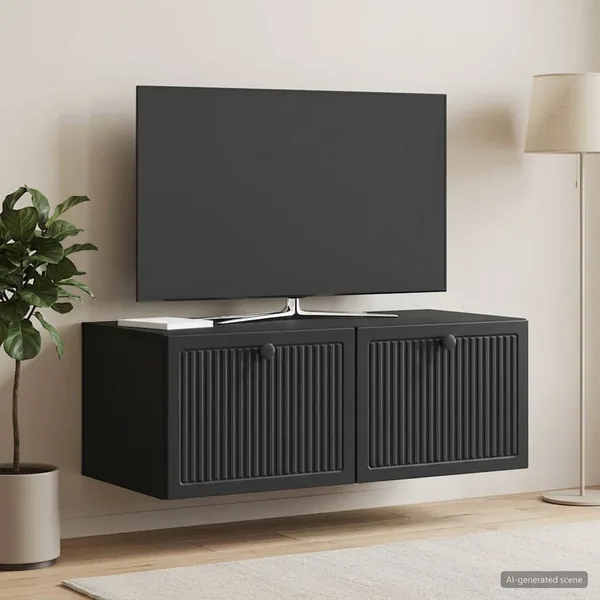 Meuble TV mural Noir 78,5 x 41 x 30 cm Bois d'ingénierie