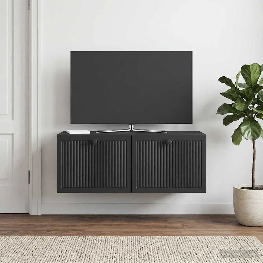 Meuble TV mural Noir 78,5 x 41 x 30 cm Bois d'ingénierie - 4