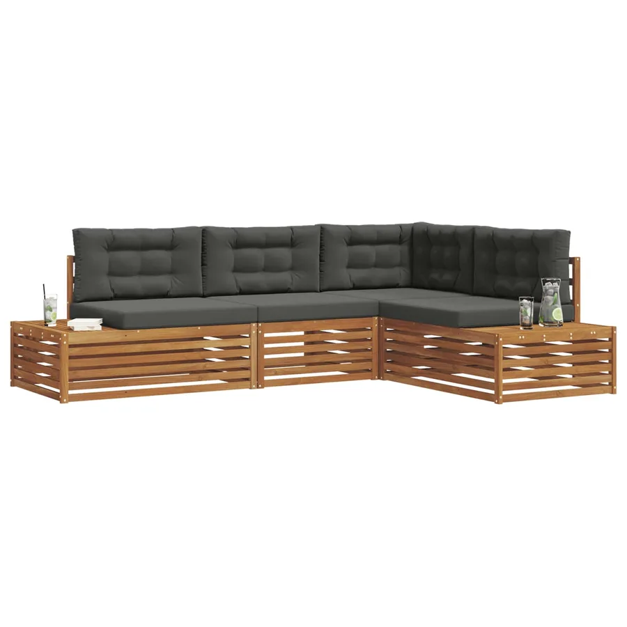 Ensemble de canapés d'extérieur 4 Pièce Naturel et Anthracite - 3