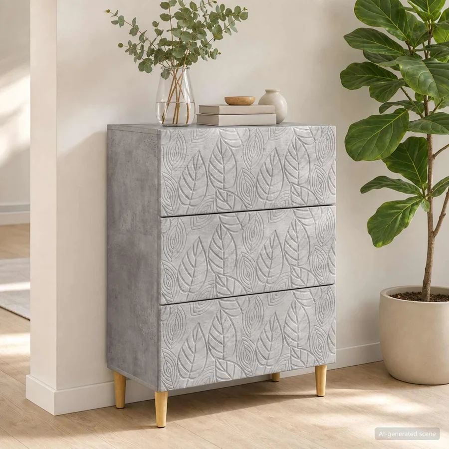 Armoire à tiroirs Gris béton 66 x 34,5 x 90 cm - 3