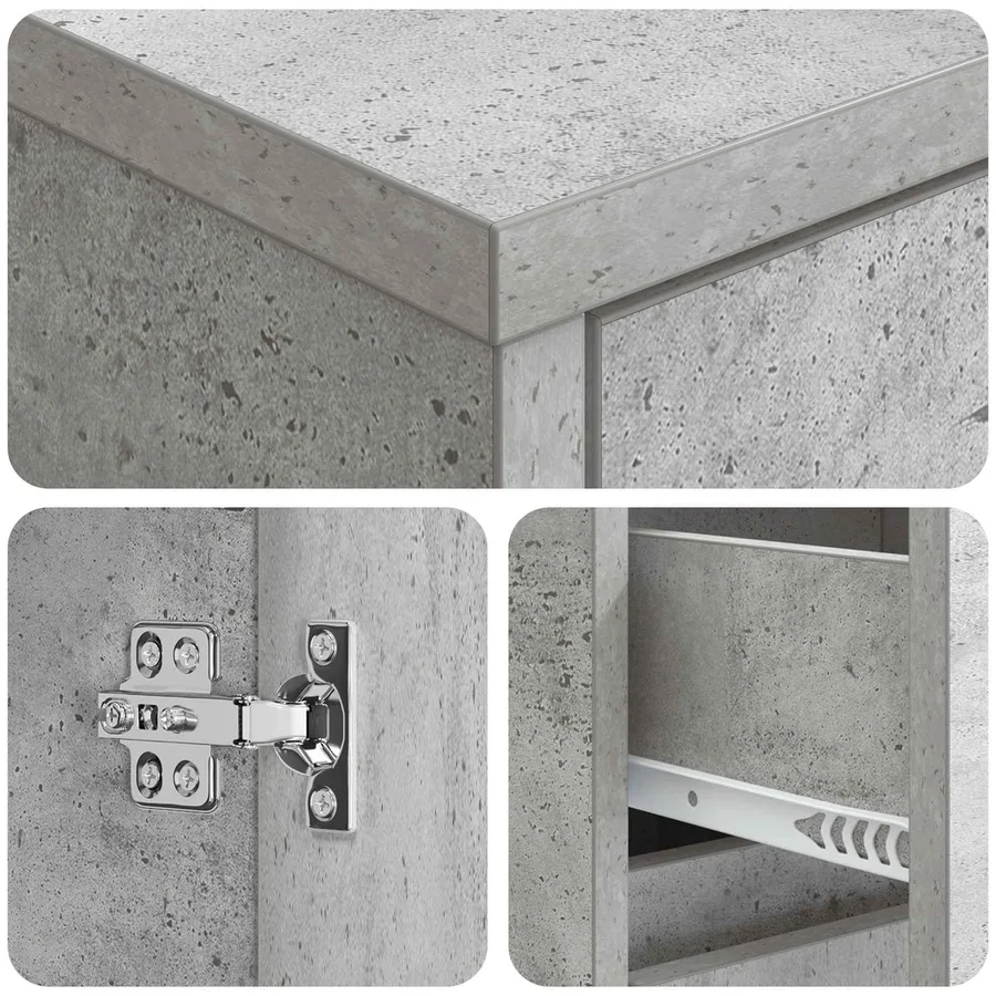 Armoire de salle de bain Gris béton 35 x 36,5 x 85 cm - 6