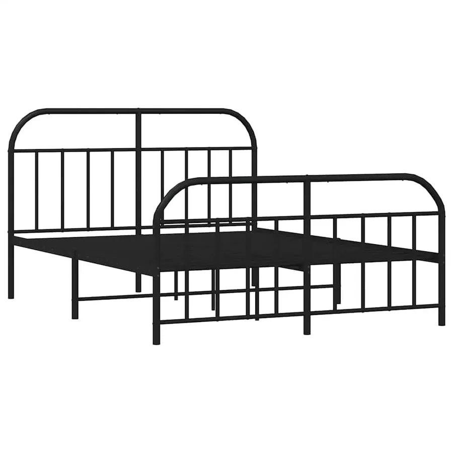 Cadre de lit métal sans matelas avec pied de lit noir 135x190cm - 3