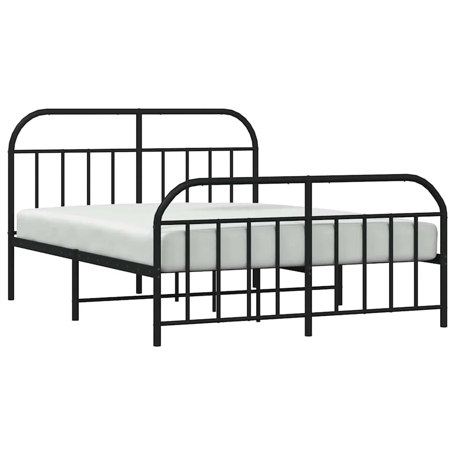 Cadre de lit métal sans matelas avec pied de lit noir 135x190cm - 5