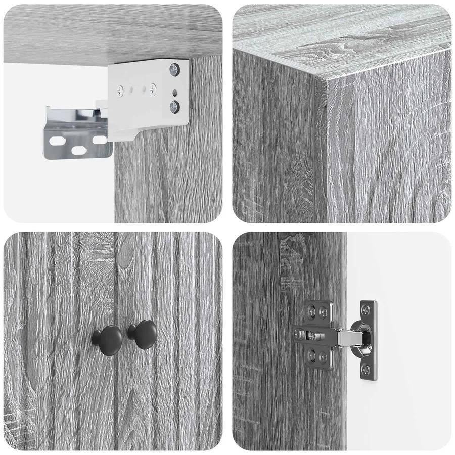 Armoire Murale Sonoma gris 59 x 31 x 60 cm Bois d'ingénierie - 7