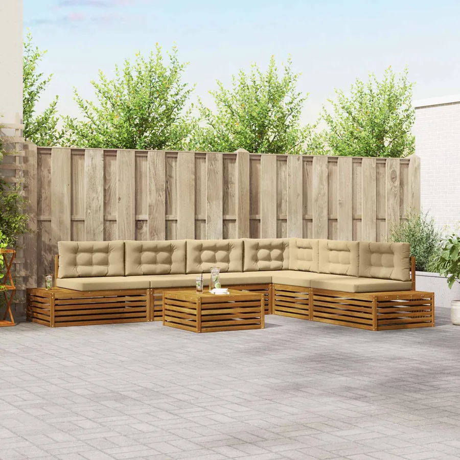 Ensemble de canapés d'extérieur 7 Pièce Naturel et Beige
