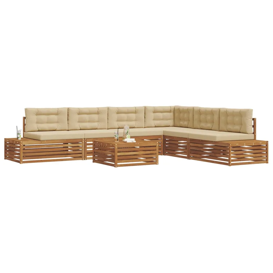 Ensemble de canapés d'extérieur 7 Pièce Naturel et Beige - 3