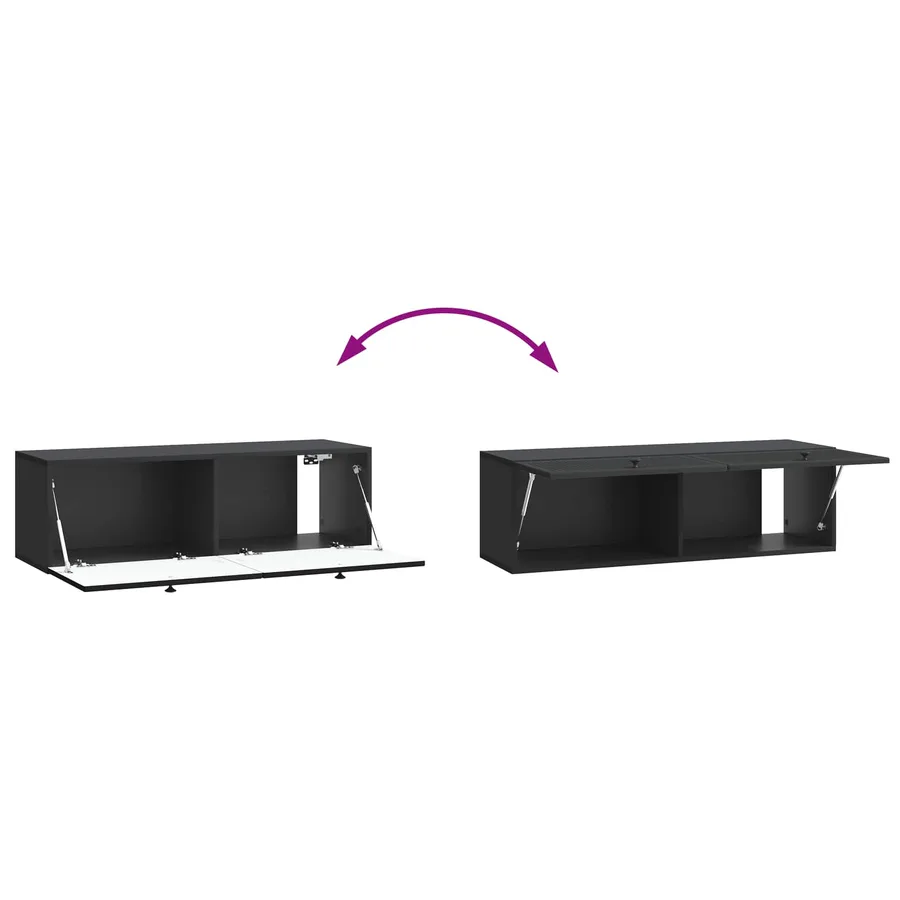 Meuble TV mural Noir 98 x 31 x 30 cm Bois d'ingénierie - 10