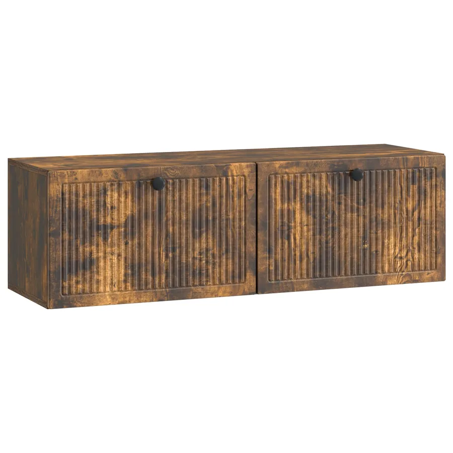 Meuble TV mural Chêne fumé 98 x 31 x 30 cm Bois d'ingénierie - 2