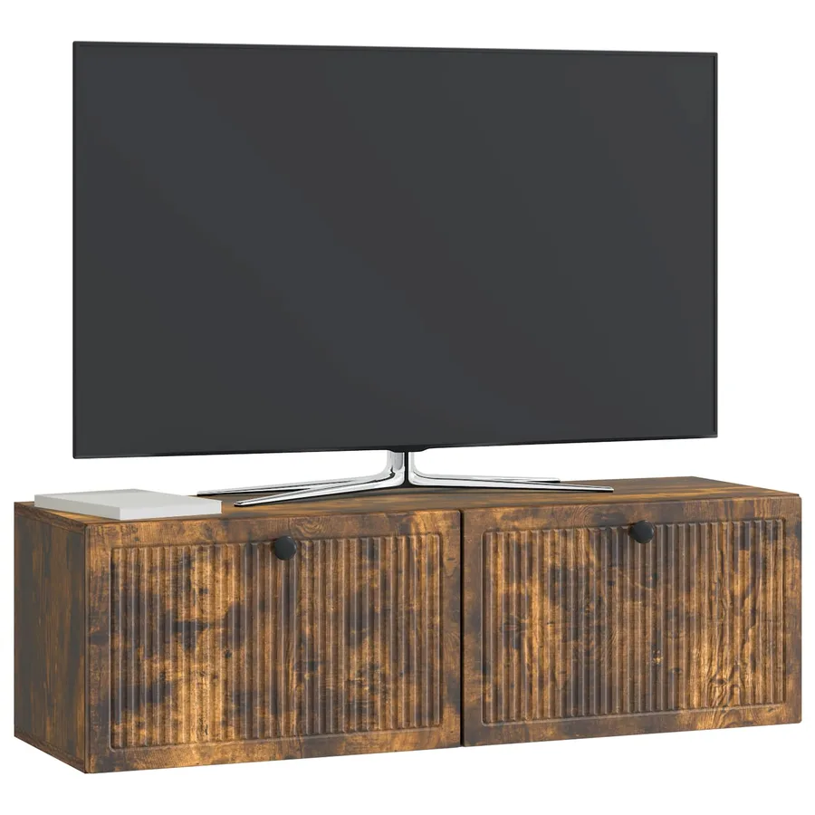 Meuble TV mural Chêne fumé 98 x 31 x 30 cm Bois d'ingénierie - 3