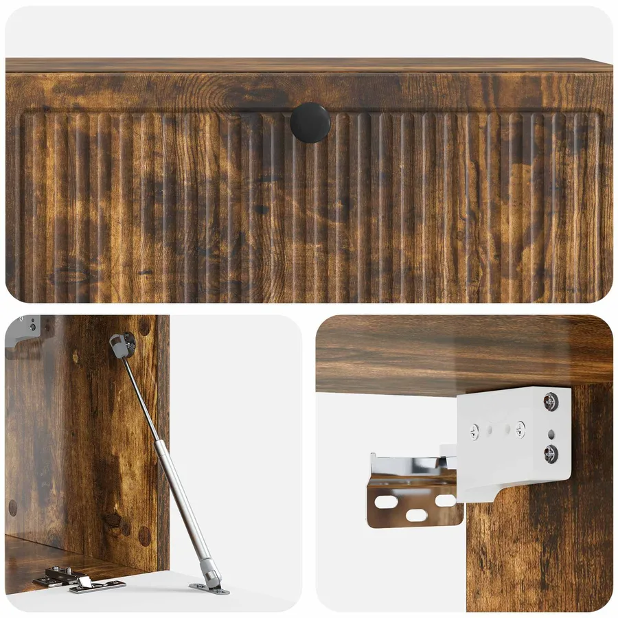 Meuble TV mural Chêne fumé 98 x 31 x 30 cm Bois d'ingénierie - 9