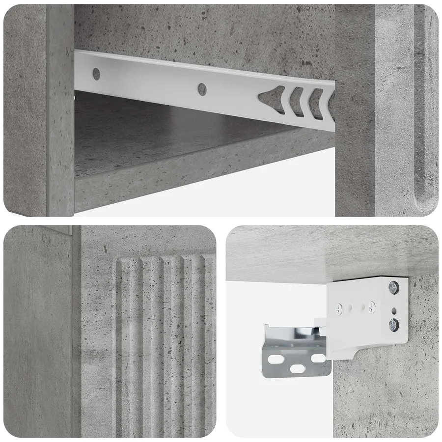 Cabinet de chevet 2 pcs Gris béton 49 x 34,5 x 20 cm - 8