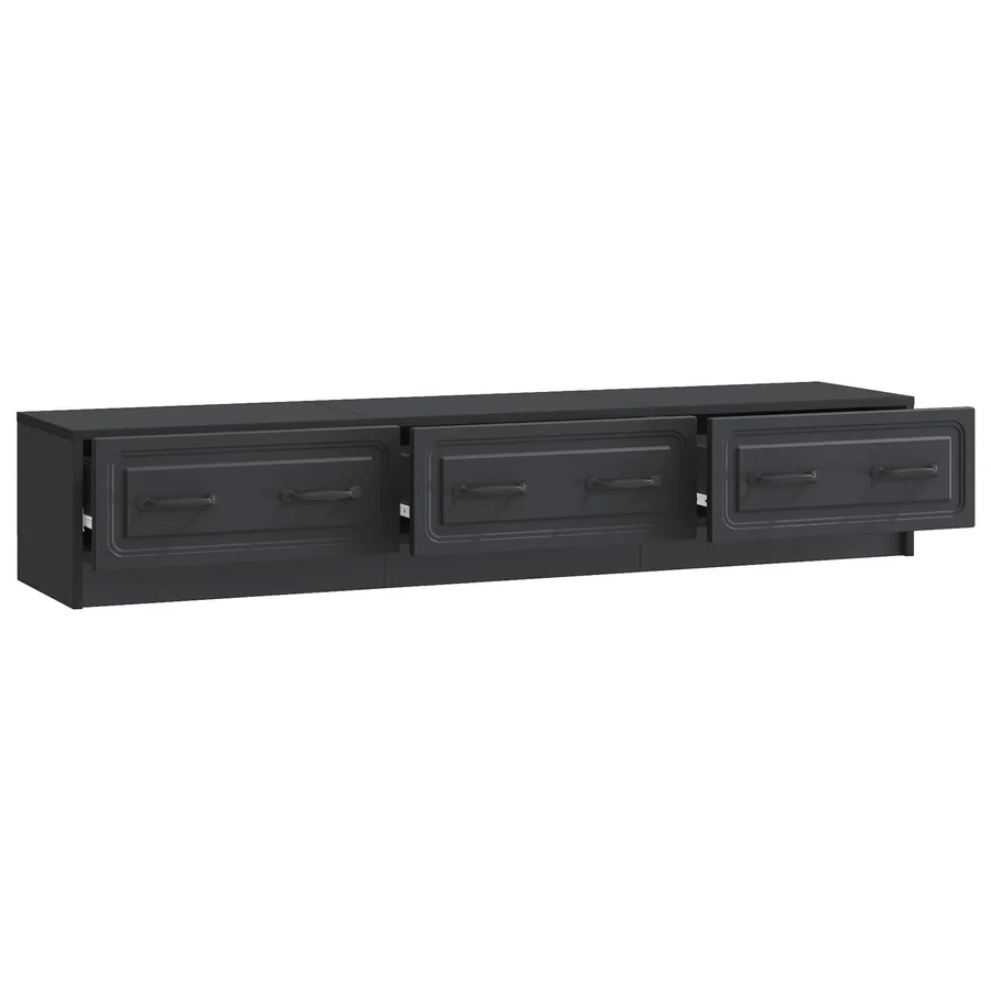 Meuble TV avec tiroir Noir 147 x 34,5 x 27 cm Bois d'ingénierie - 5