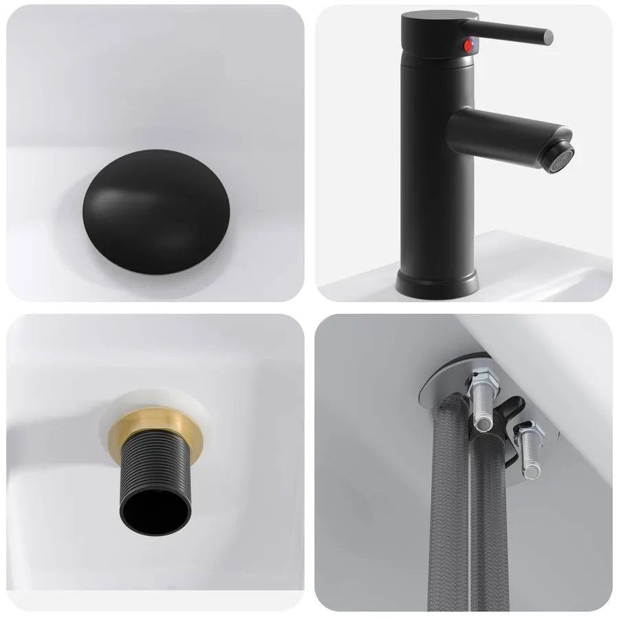 Lavabo de salle de bains Noir Mat 45,5 x 25,5 x 13 cm métal - 8