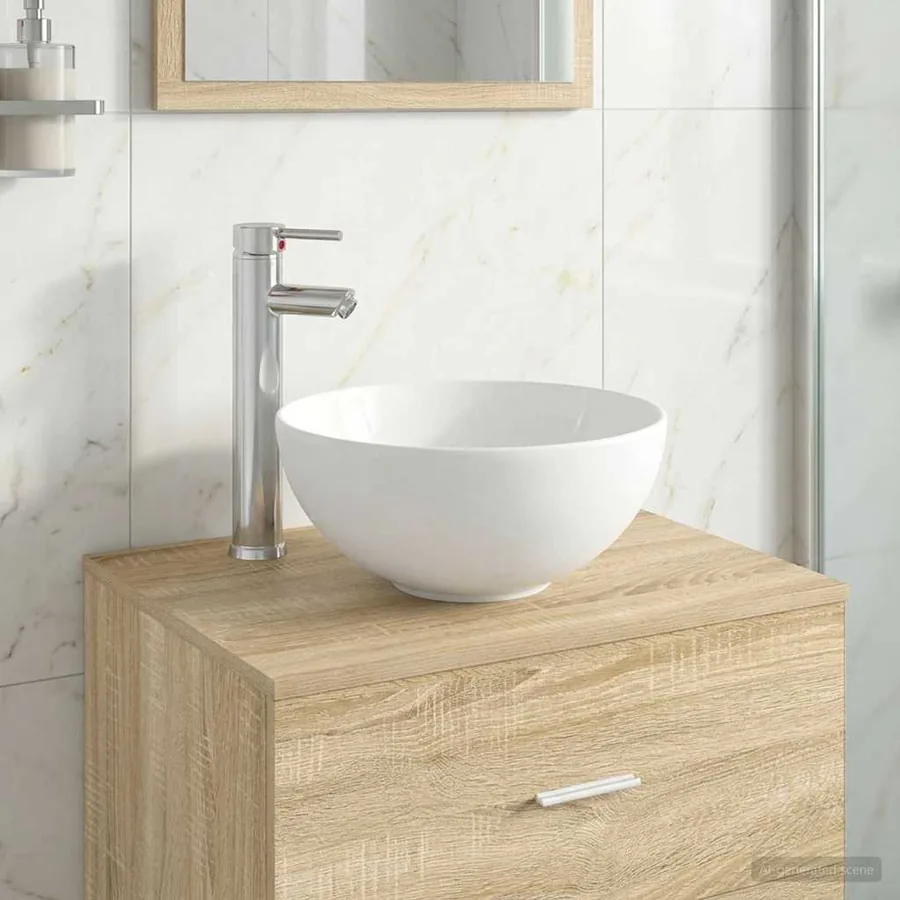 Lavabo de salle de bains Chrome 32 x 32 x 13 cm métal