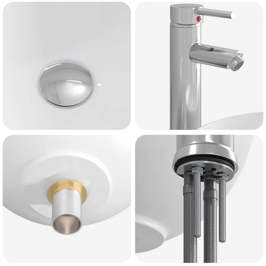 Lavabo de salle de bains Chrome 32 x 32 x 13 cm métal - 8