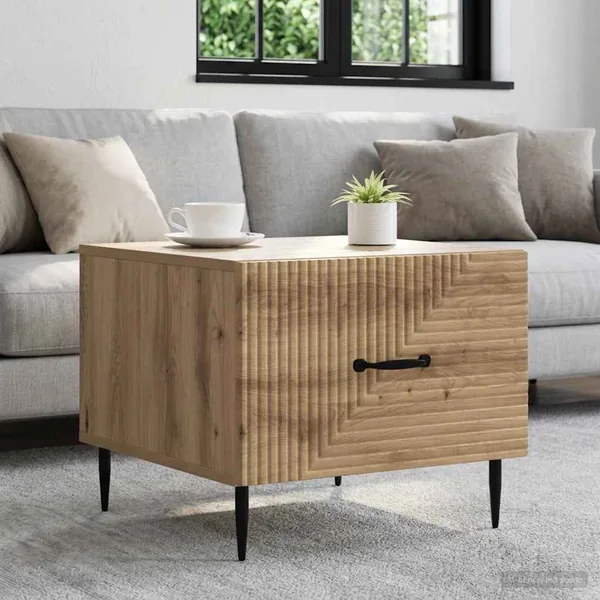 Table basse Chêne artisanal 49 x 50 x 40 cm Bois d'ingénierie