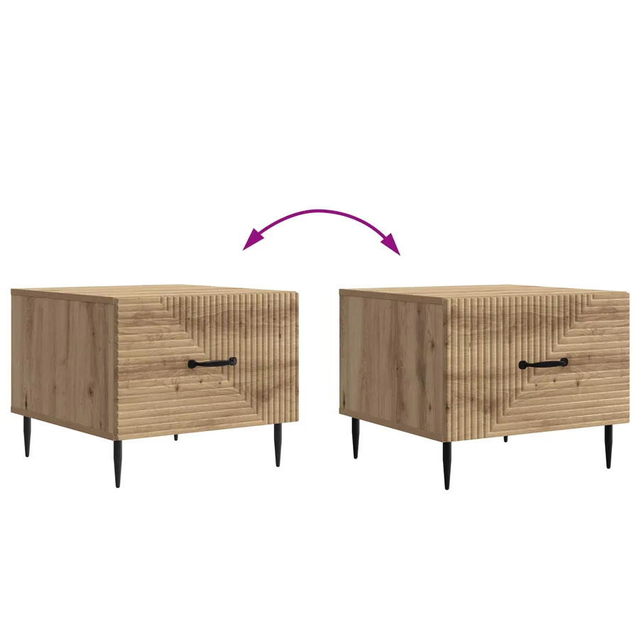 Table basse Chêne artisanal 49 x 50 x 40 cm Bois d'ingénierie - 8
