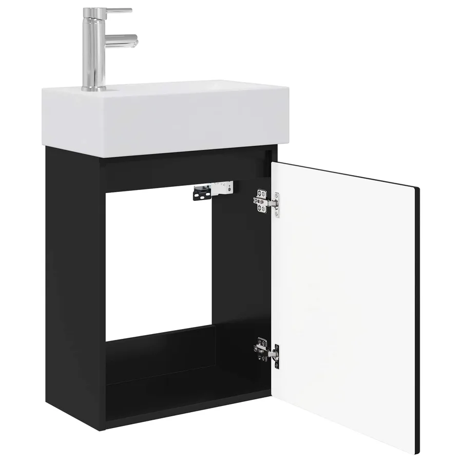 Meuble de salle de bain avec robinet Noir 45,5 x 25,5 x 84 cm - 4