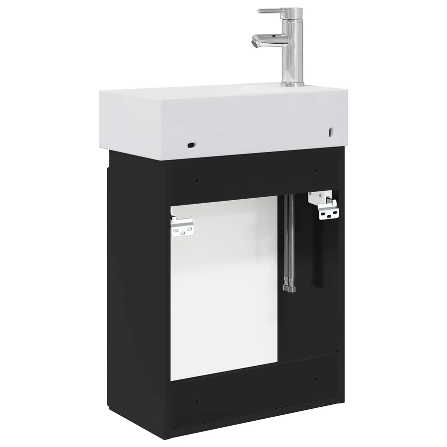 Meuble de salle de bain avec robinet Noir 45,5 x 25,5 x 84 cm - 7