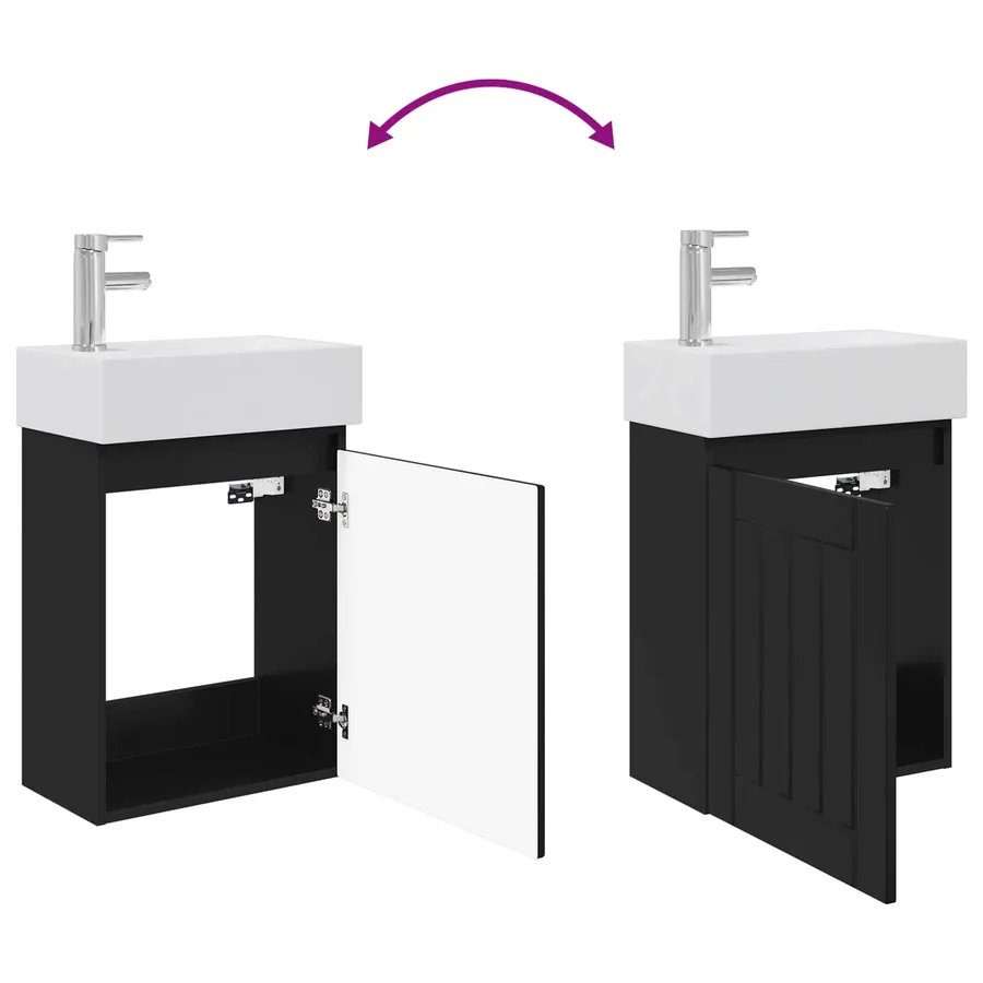 Meuble de salle de bain avec robinet Noir 45,5 x 25,5 x 84 cm - 9