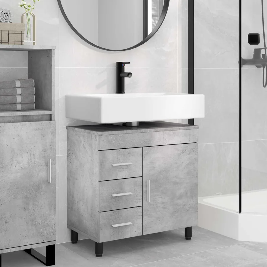 Unité de vanité de salle de bain Gris béton 60 x 35 x 60 cm