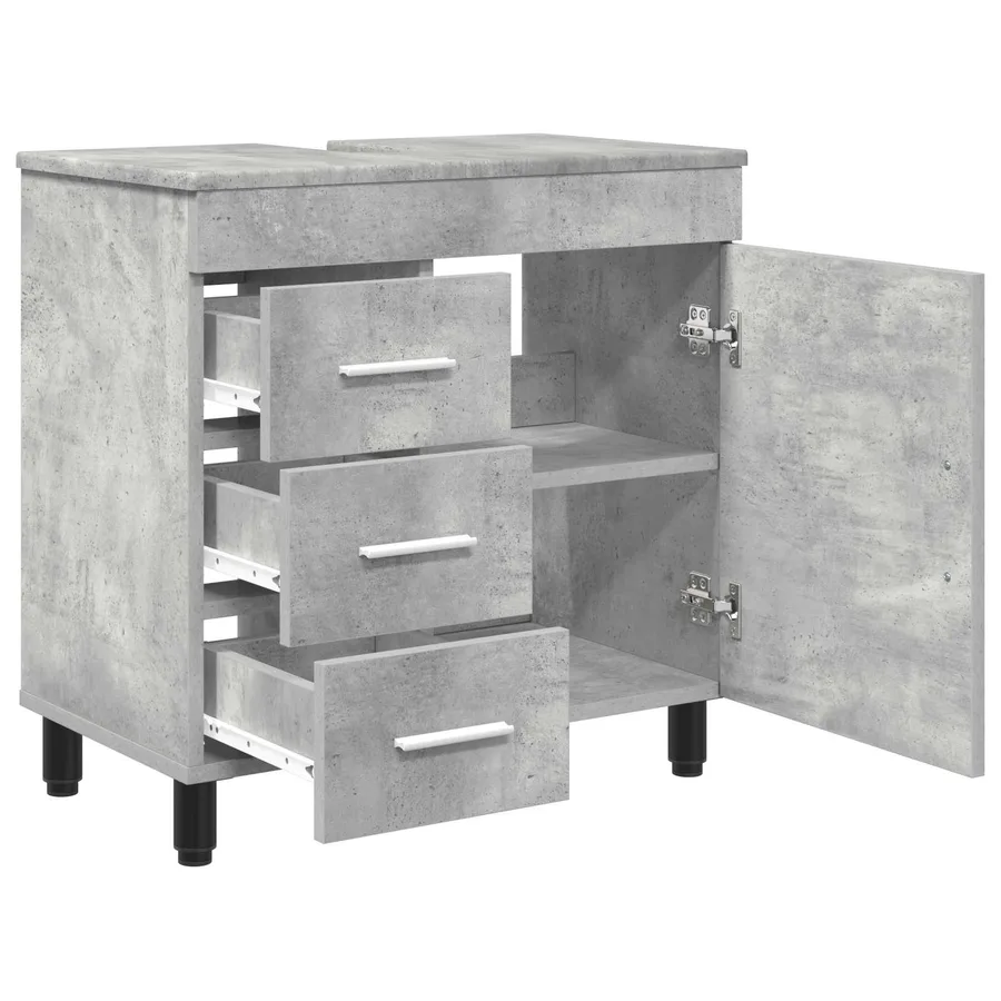 Unité de vanité de salle de bain Gris béton 60 x 35 x 60 cm - 4