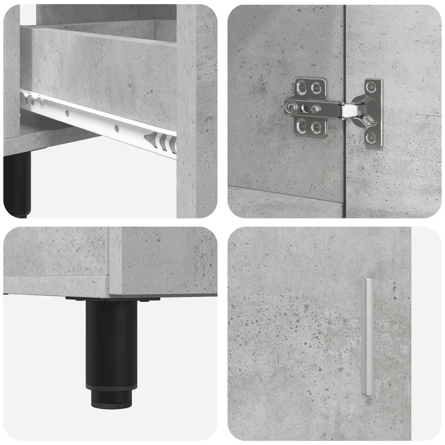 Unité de vanité de salle de bain Gris béton 60 x 35 x 60 cm - 9