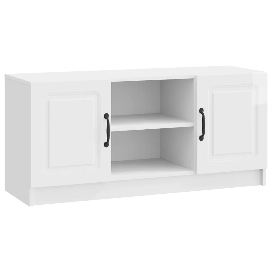 Meuble TV Blanc brillant 102 x 34,5 x 47 cm Bois d'ingénierie - 2