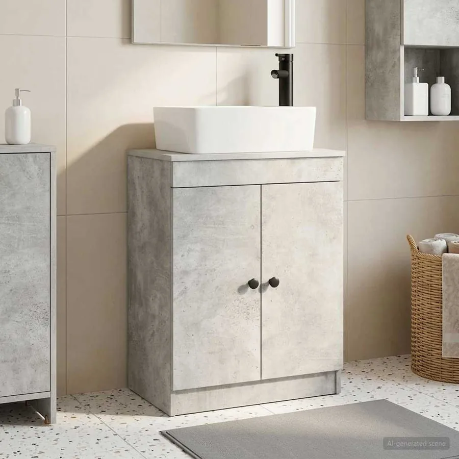 Meuble de salle de bain avec évier Gris béton 54 x 35 x 83 cm
