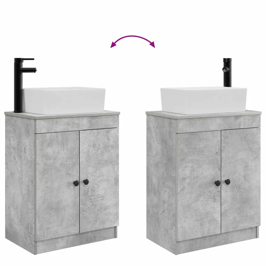 Meuble de salle de bain avec évier Gris béton 54 x 35 x 83 cm - 9
