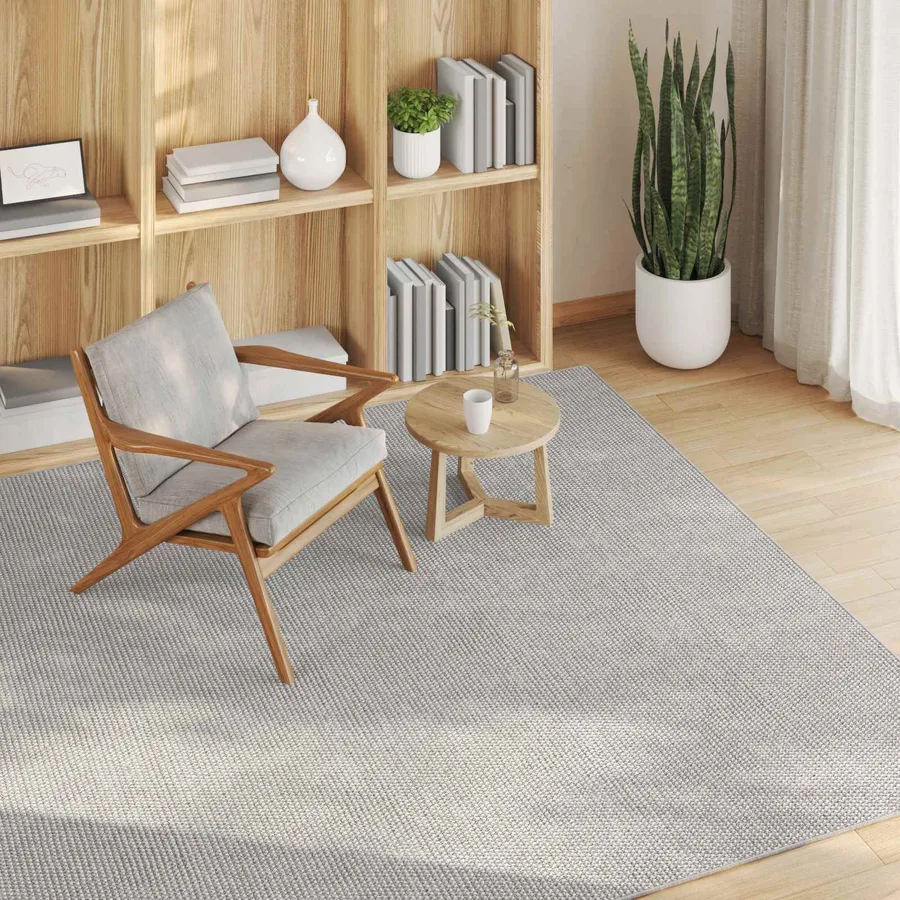 Tapis de surface Carré LUGO Crème et gris 120 x 120 cm - 3