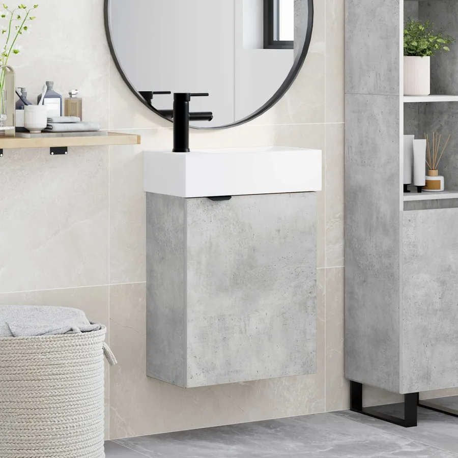 Meuble de salle de bain avec robinet Gris béton