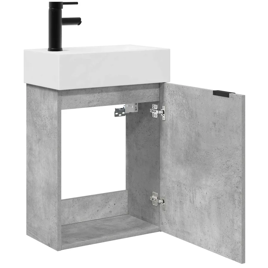 Meuble de salle de bain avec robinet Gris béton - 4