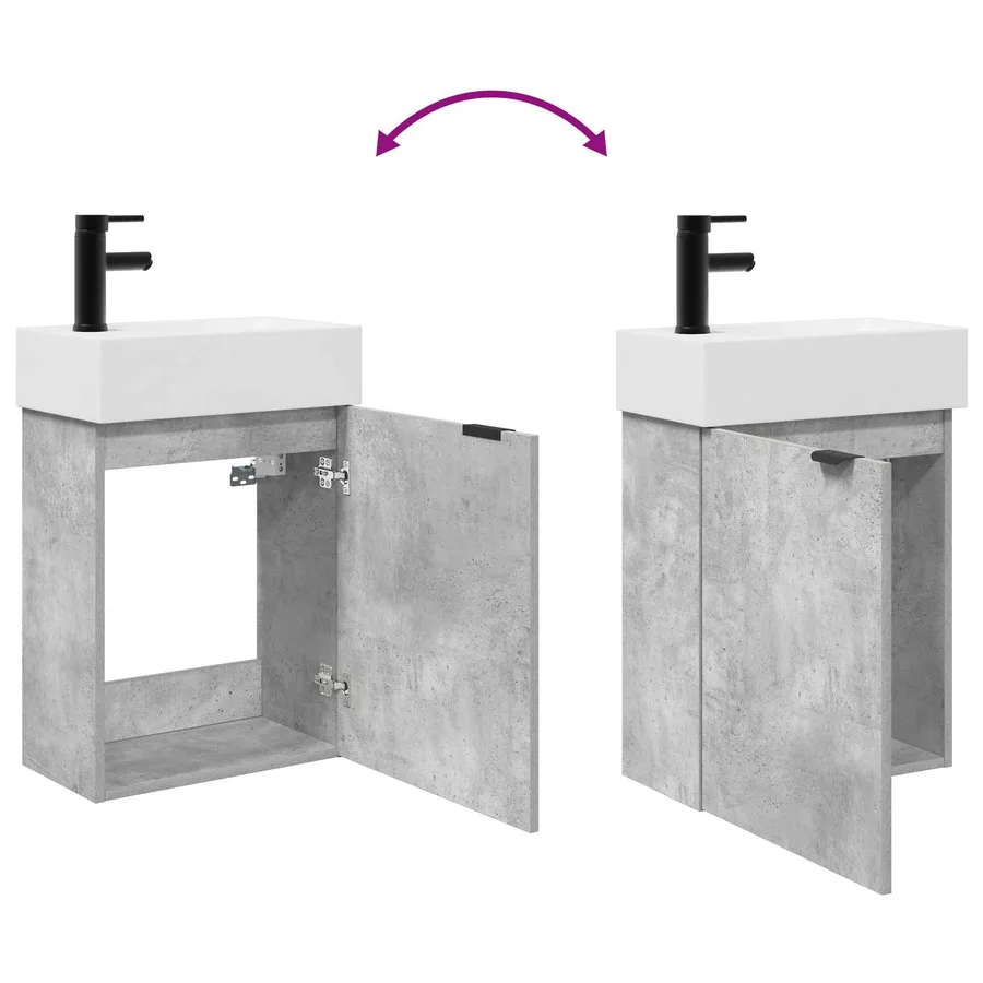 Meuble de salle de bain avec robinet Gris béton - 9