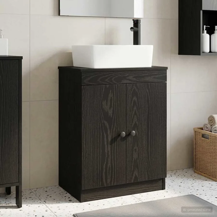 Meuble de salle de bain avec évier Noir 54 x 35 x 83 cm