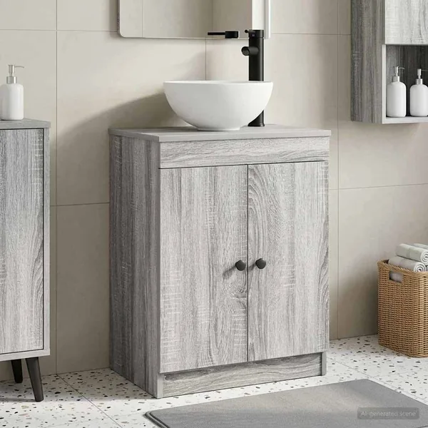 Meuble de salle de bain avec évier Sonoma gris 54 x 35 x 83 cm