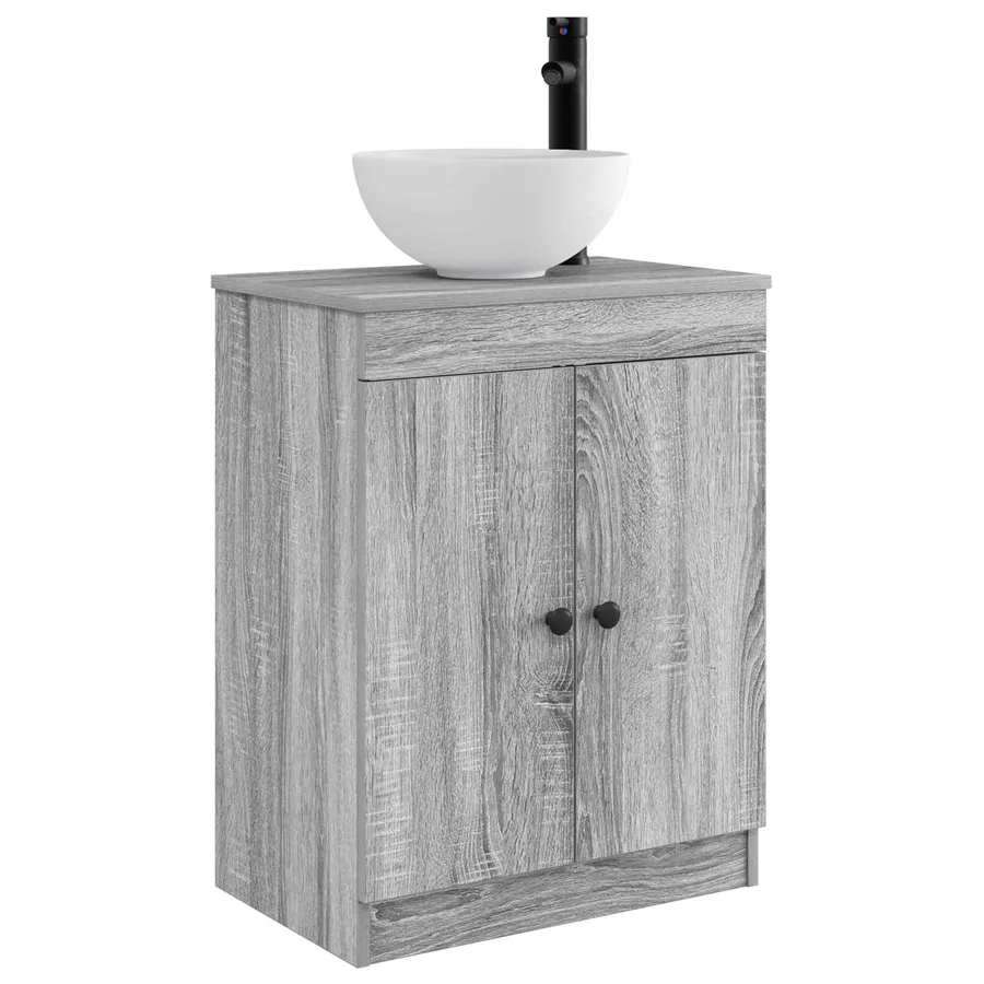 Meuble de salle de bain avec évier Sonoma gris 54 x 35 x 83 cm - 2