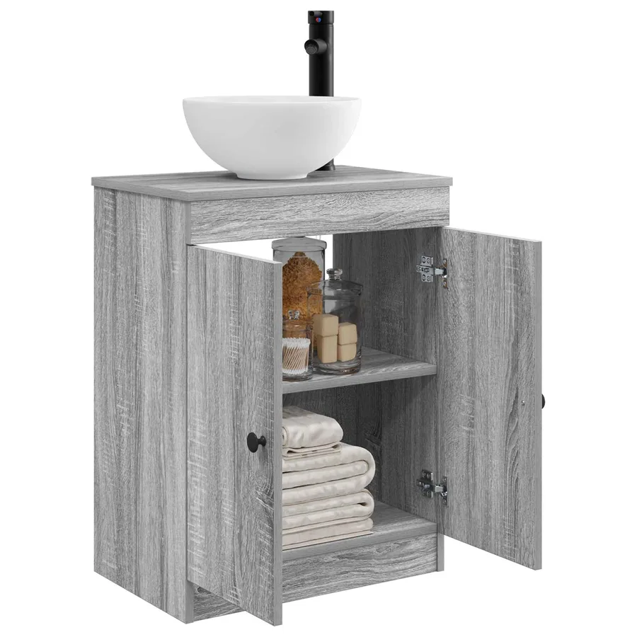 Meuble de salle de bain avec évier Sonoma gris 54 x 35 x 83 cm - 3