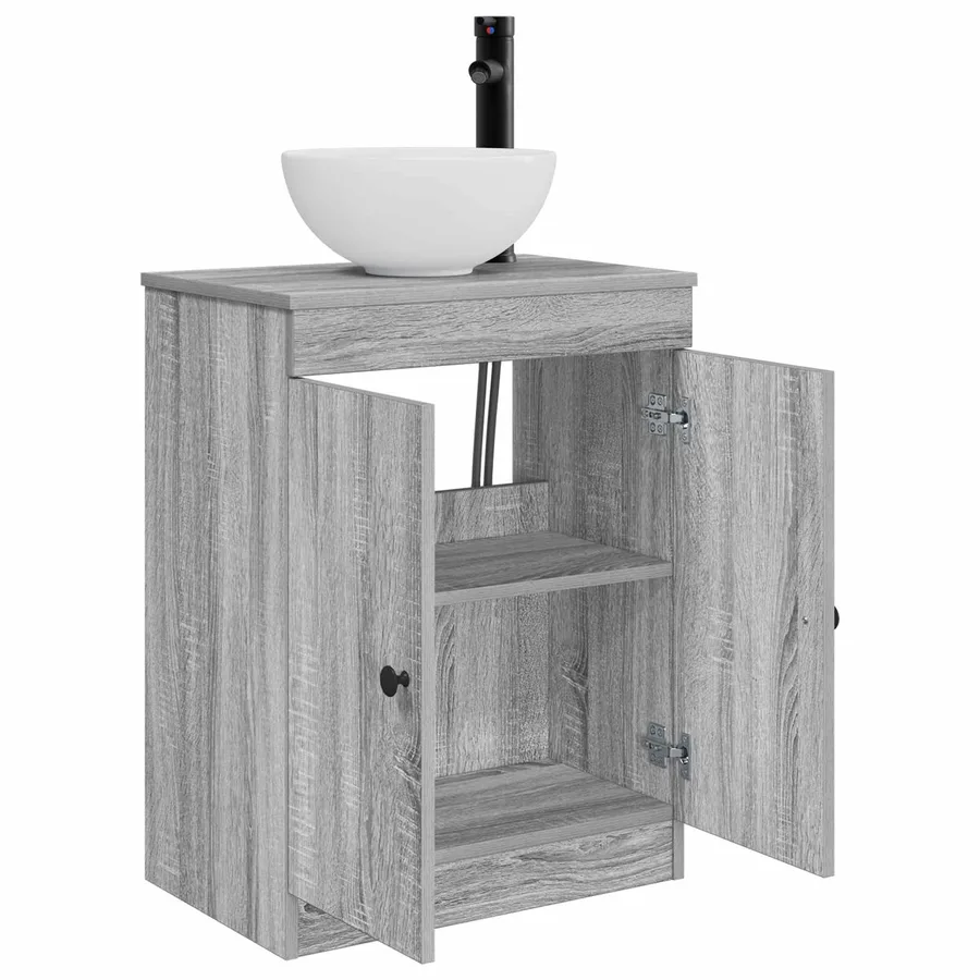 Meuble de salle de bain avec évier Sonoma gris 54 x 35 x 83 cm - 4