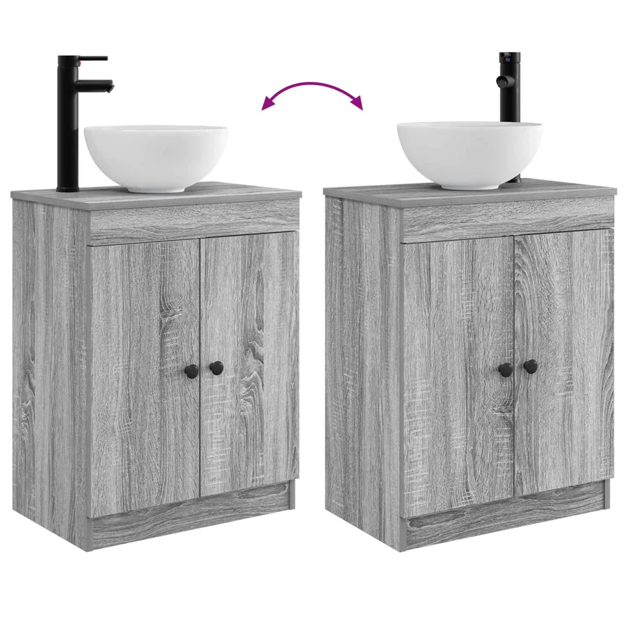 Meuble de salle de bain avec évier Sonoma gris 54 x 35 x 83 cm - 8