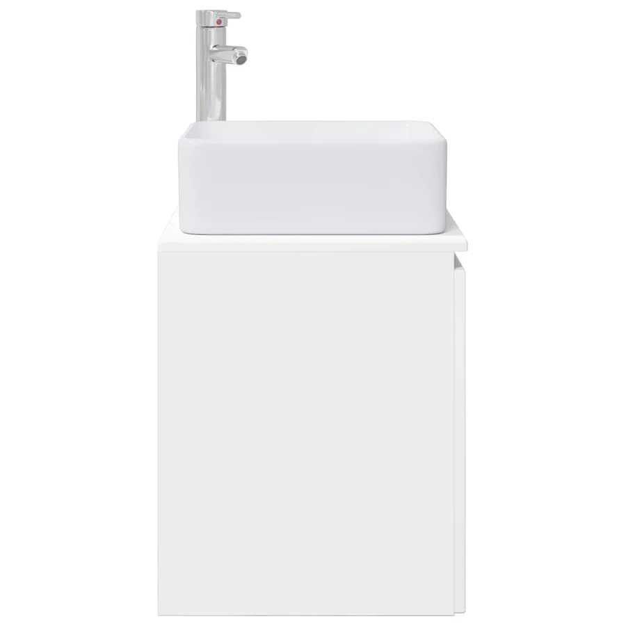 Vanité de lavabo mural Blanc 53 x 35 x 63 cm Bois d'ingénierie - 4