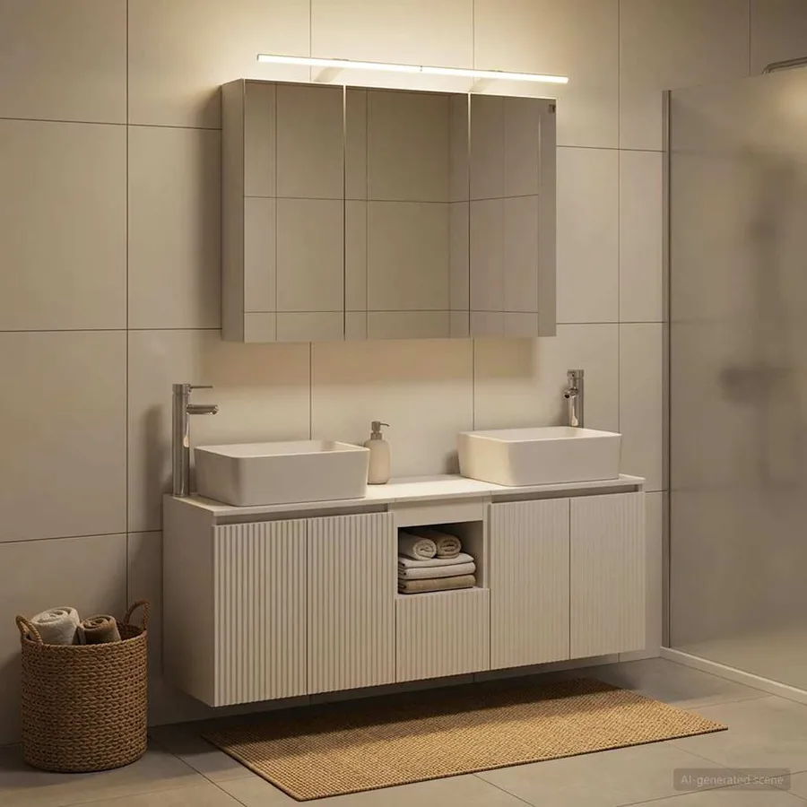Ensemble d'armoire de salle de bain 4 pcs Blanc - 5
