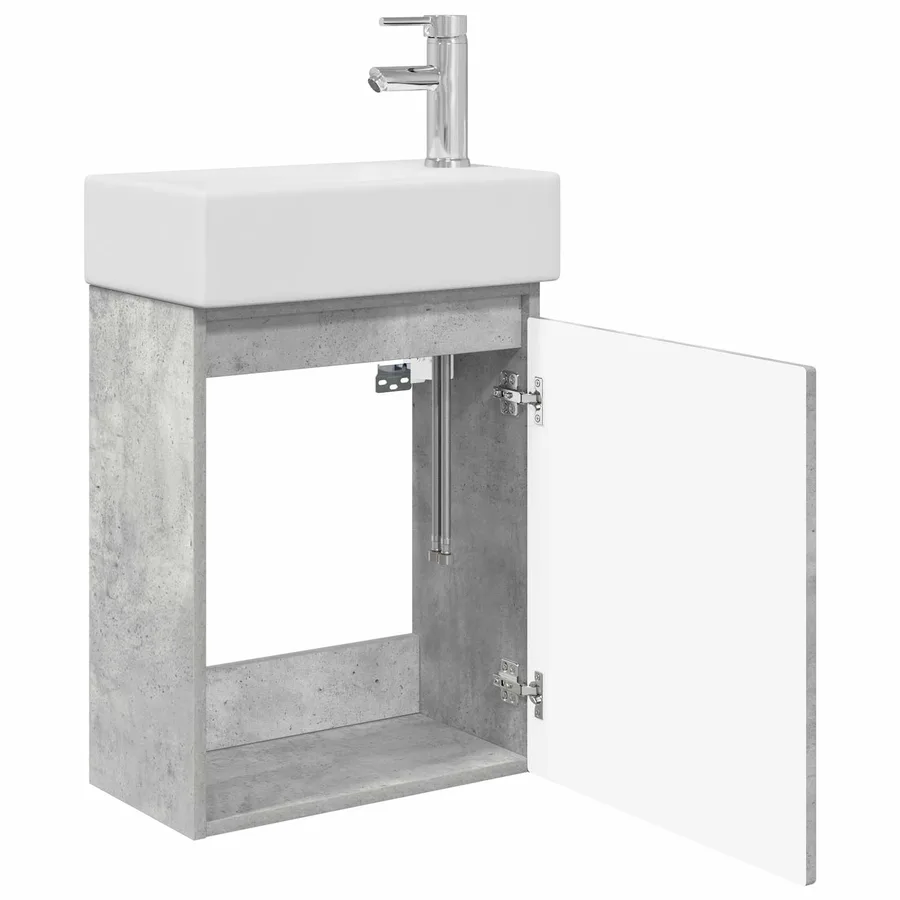 Meuble de salle de bain avec robinet Gris béton - 4