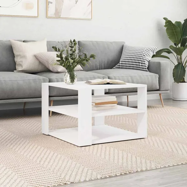 Table basse blanc 58x58x40 cm bois d'ingénierie