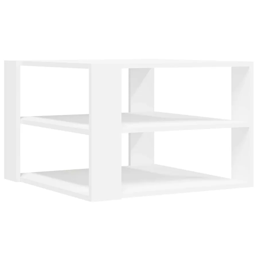 Table basse blanc 58x58x40 cm bois d'ingénierie - 5