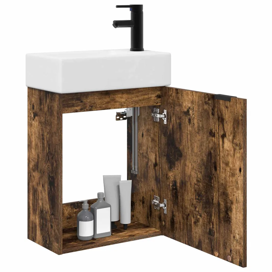 Meuble de salle de bain avec robinet Chêne fumé - 3