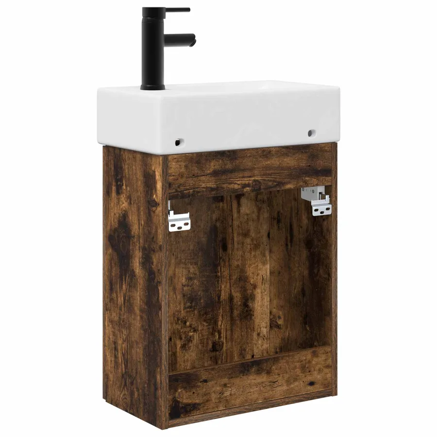 Meuble de salle de bain avec robinet Chêne fumé - 7