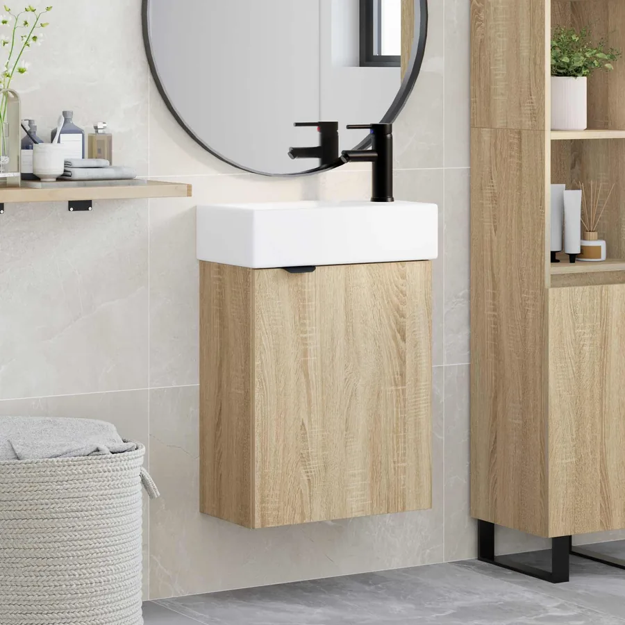 Meuble de salle de bain avec robinet Chêne Sonoma